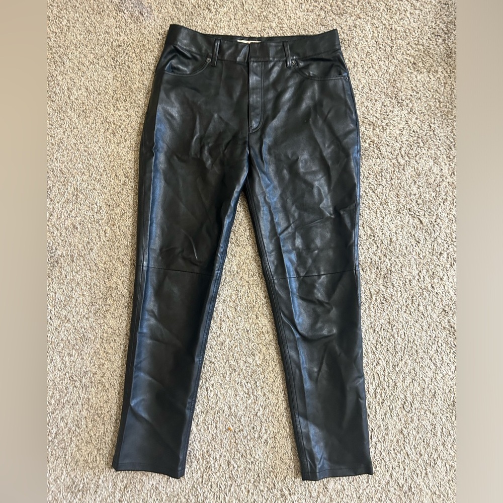 We The Free Womens Faux Leather Skinny Pants Black Business Size 28 Zip Pockets